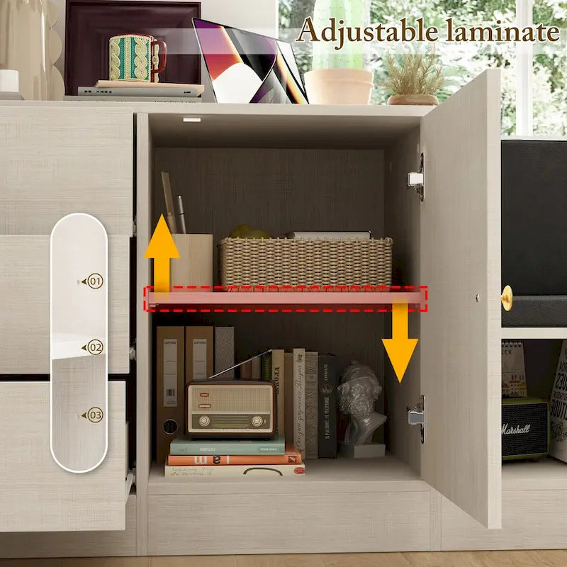 White Entryway Shoe Storage Bench with Black Cushion and Drawers