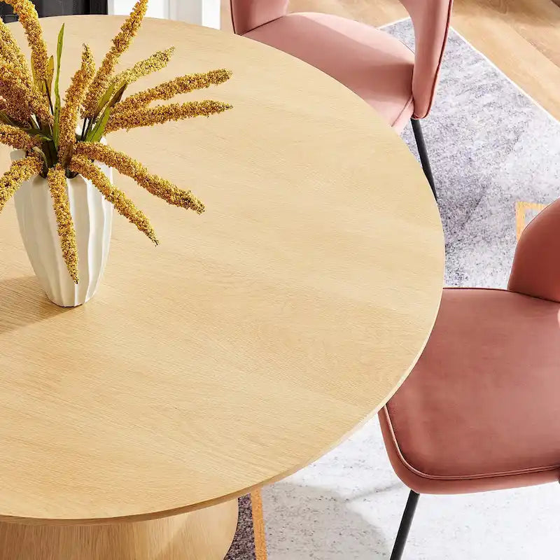 Round Dining Table with Pedestal Base