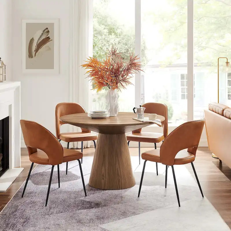 Round Dining Table with Pedestal Base