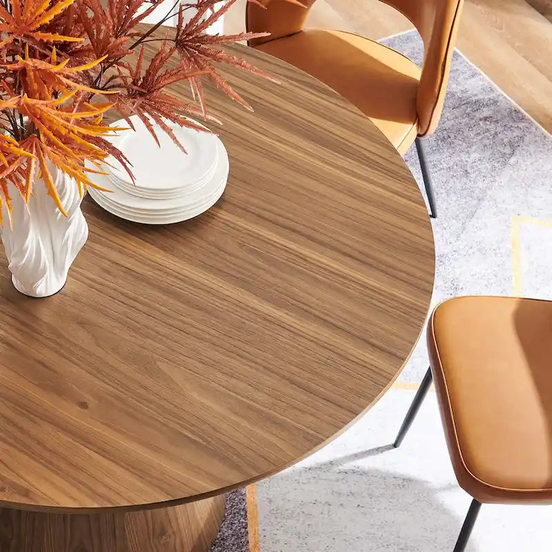 Round Dining Table with Pedestal Base
