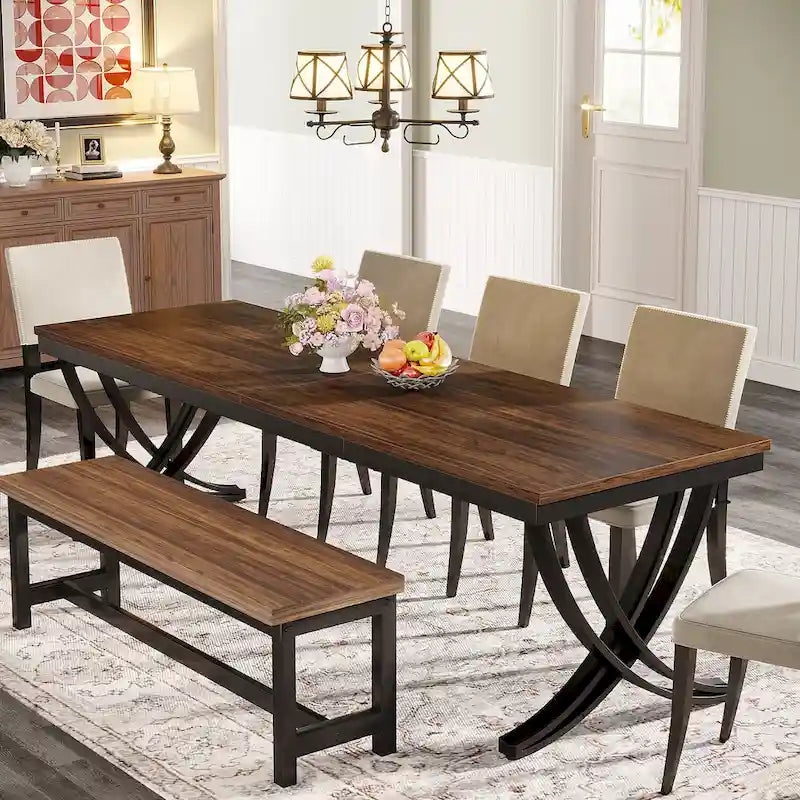 78 inch Extra Long Rectangular Kitchen Dining Dinner Table for 6-8
