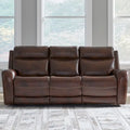 Leather Dual Power Reclining Sofa - Cognac