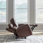 Leather Dual Power Reclining Sofa - Cognac