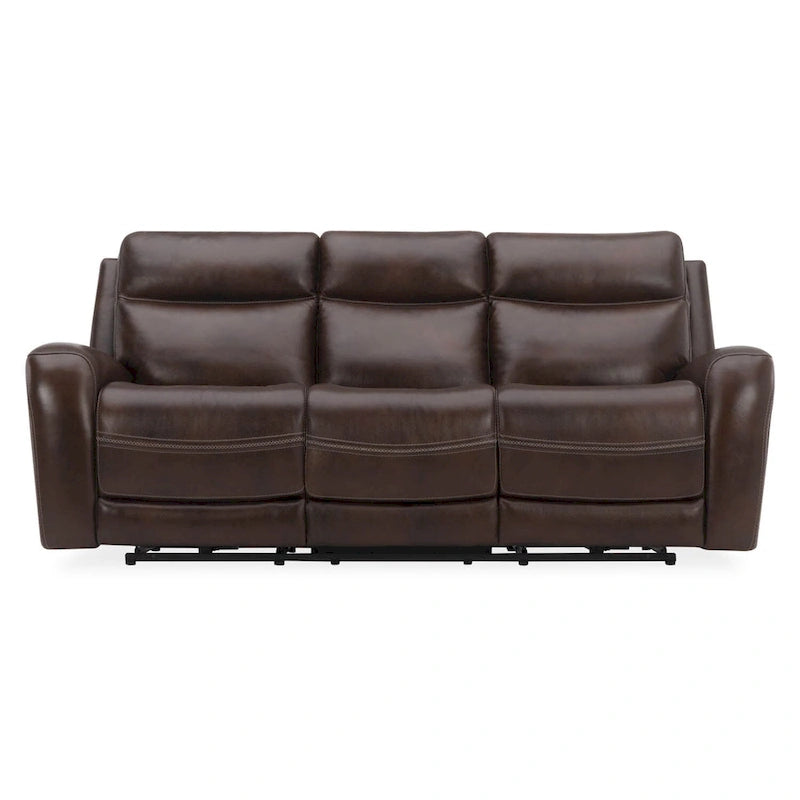 Leather Dual Power Reclining Sofa - Cognac