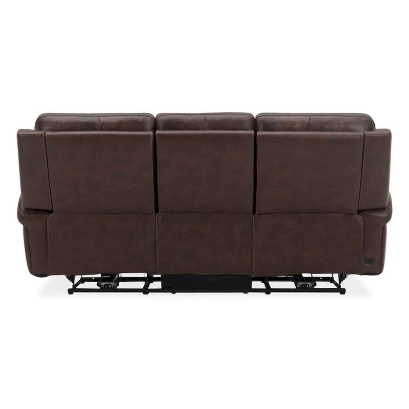 Leather Dual Power Reclining Sofa - Cognac