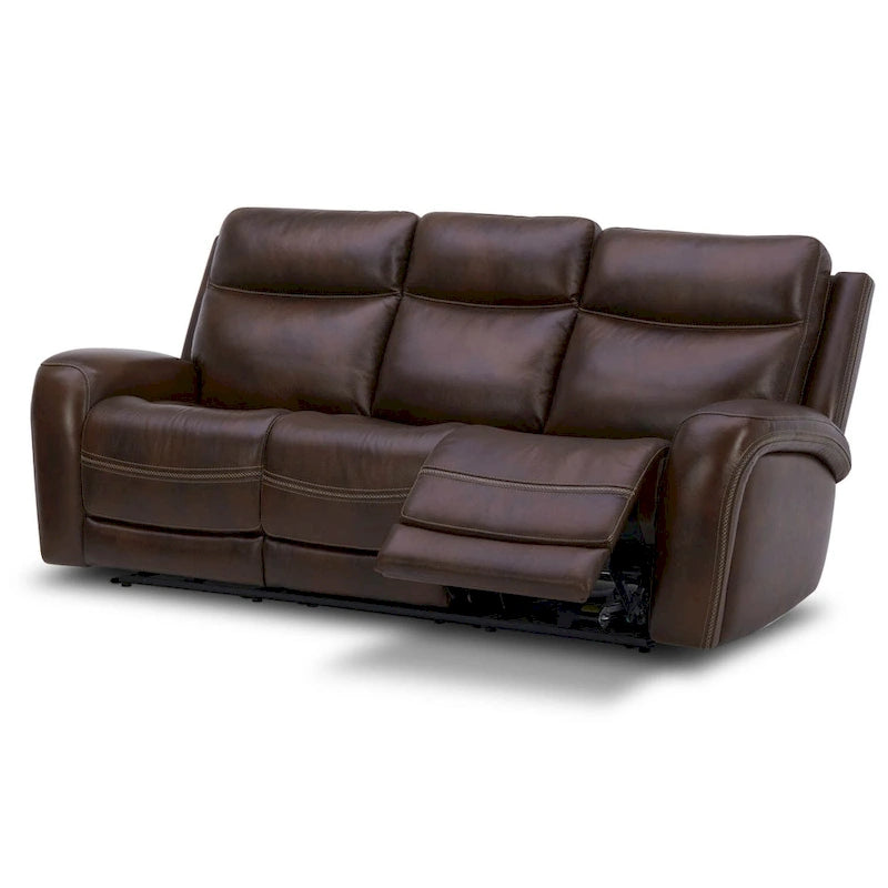 Leather Dual Power Reclining Sofa - Cognac