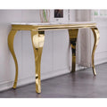 White and Gold Console Table with Gold Cabriole Legs