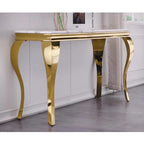 White and Gold Console Table with Gold Cabriole Legs