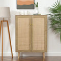 Modern 2-Door Rattan Buffet Sideboard Kitchen Storage Cabinet for Living Room